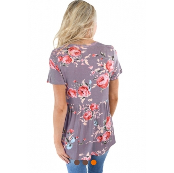 💕Last One💕Taupe Floral Top - Picture 2 of 2